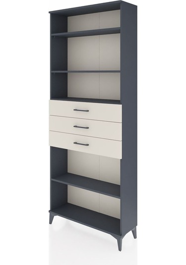 Arges Dolap 4 Raflı 3 Çekmeceli 88x30x221 Antrasit-aytaşı Antrasit