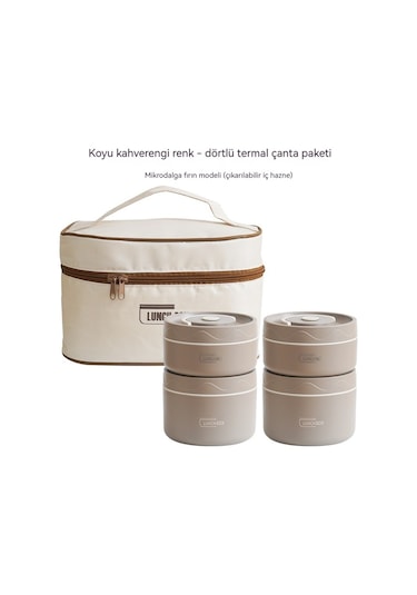 Airron Eternal Luck Paslanmaz Çelik 4 Katlı Yalıtımlı Gıda Saklama Kutusu Beyaz