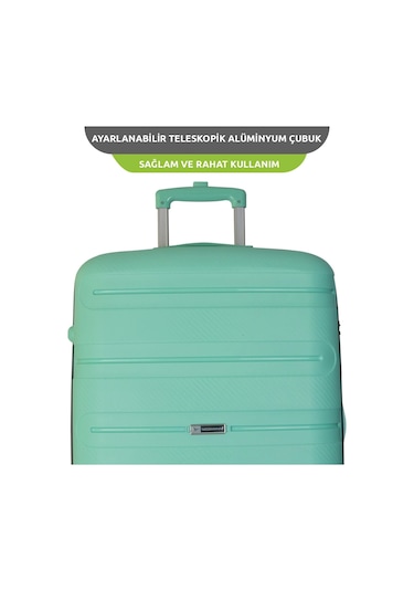 Vegmann Polipropilen Pp Atlas Su Yeşili Kabin Boy Valiz Su Yeşili