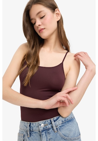Defacto Basic Düz Askılı Çıtçıtlı Body F4207ax25smbr171 Bordo