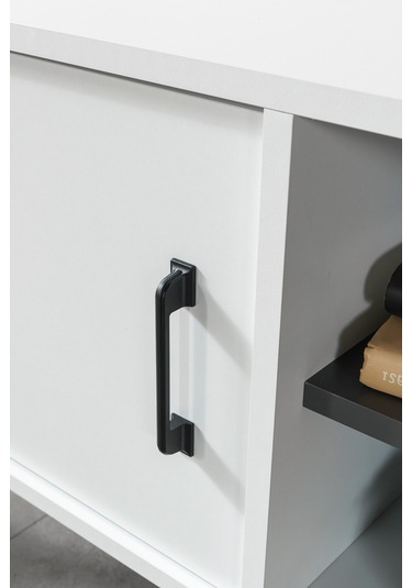 3112 Şile Metal Ayaklı Metal Kulplu Tv Ünitesi 100 Cm - Beyaz Beyaz