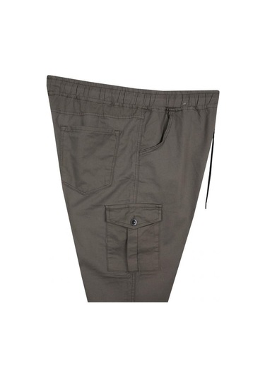 Kargo Cepli Büyük Beden Likralı Jogger Pantolon Toprak