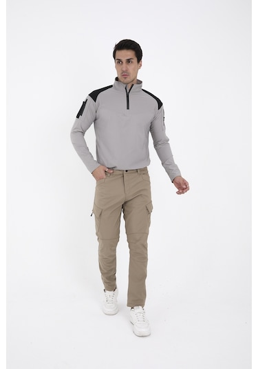 Camp Scoutland Camp593 Outdoor Softshell Su Ve Rüzgara Dayanıklı içi Polarlı Kışlık Erkek Bej Taktik Pantolon Bej