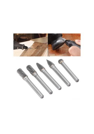 Lemestar 5 Adet Çift Desen Tungsten Çelik Taşlama Ucu - Ahşap Ve Plastik İçin Yontma, Oymak, Freze 6x8mm Pe Paketli
