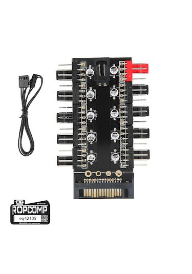 Ropcomp 10 Port Fan Power Hub Sata Güçlü Pwm Switch Çoklayıcı