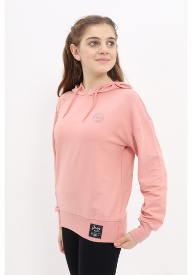 Toontoy Kız Çocuk Nakışlı Sweatshirt Koyu Pudra