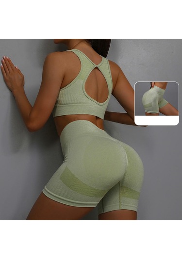 Kadın Yoga Seti Şeftali Yüksek Bel Kalça Kaldırıcı Spor Seti Toparlayıcı Darbeye Dayanıklı Hızlı Kuruyan Koşu Pantolonu Fitness Yoga Kıyafetleri Haki Yeşil