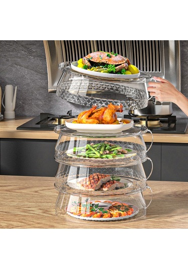 Fosenze Çok Katmanlı Şeffaf Yemek Koruyucu, Toz Ve Böcek Önleyici Mutfak Aksesuarı Şeffaf