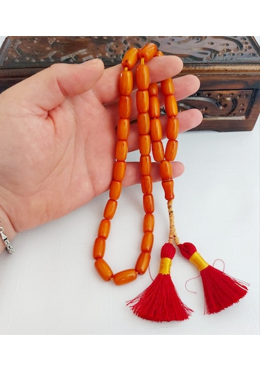 Hareli Kapsül Kesim Miskevi Bağa Tesbih... Ölçü: 9,5 X 17