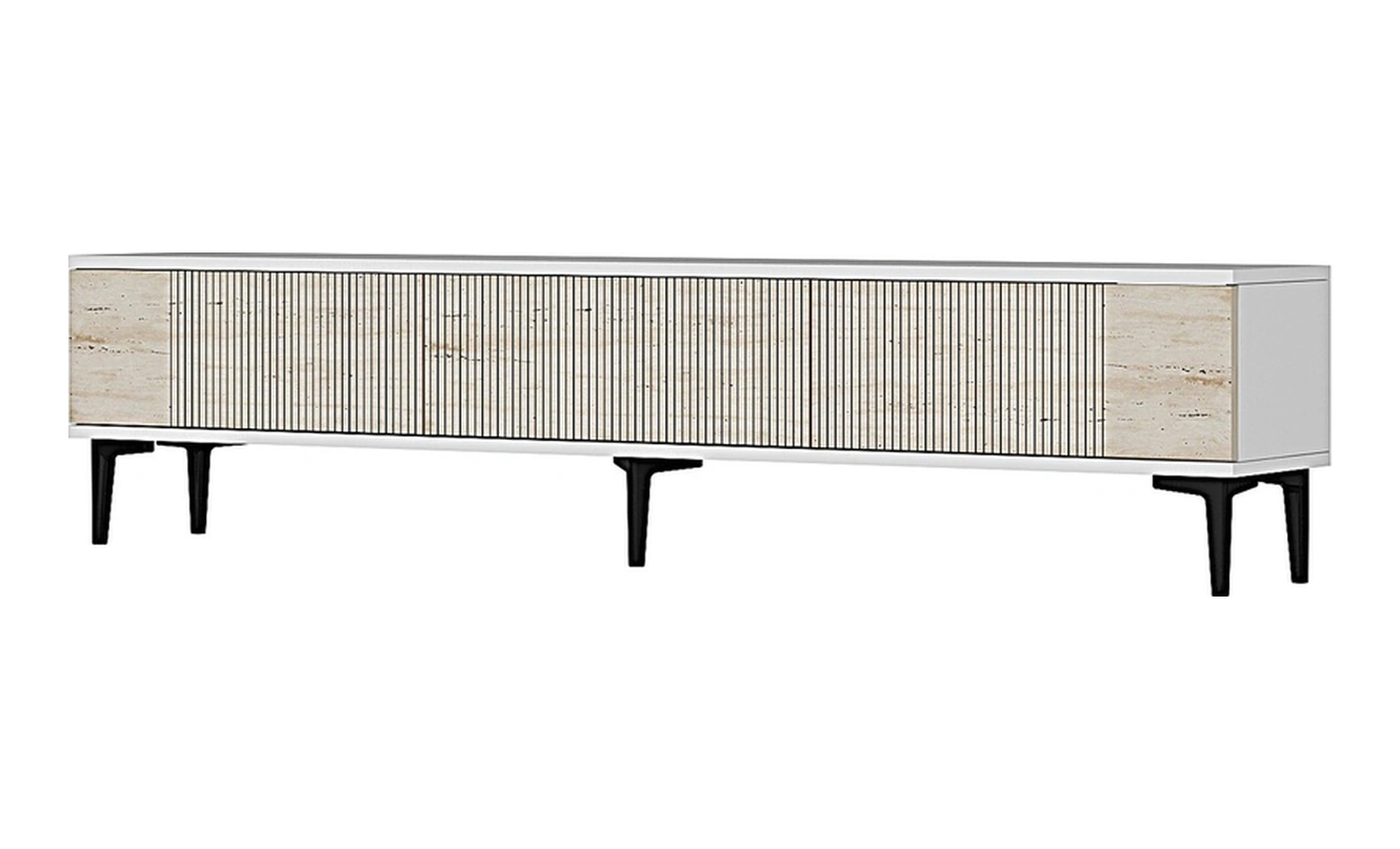 Tsa1803bt - Corsa180 Tv Stand, Tv Sehpası Beyaz-traverten Kapaklı 180cm Beyaz