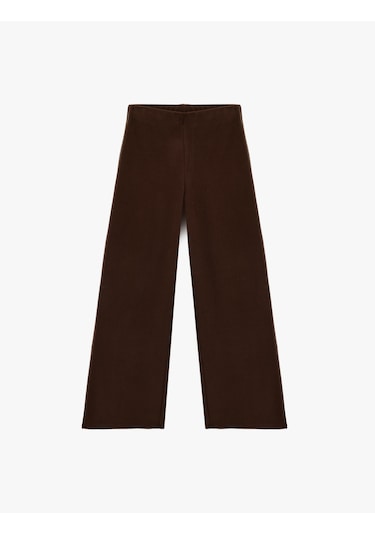 Koton Standart Bel Geniş Paça Pantolon Kahverengi 6sak40037ek Kahve
