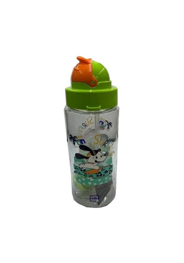 Gıpta Tritan Yeşil Surf Desenli Pipetli Matara 500 Ml Tritan Suluk Bpa Free