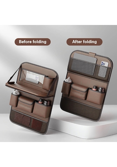 Cbtx Çok Fonksiyonlu Araba Arka Koltuk Organizatörü Katlanabilir Masalı Su Geçirmez Saklama Çantası Asma - Kahverengi