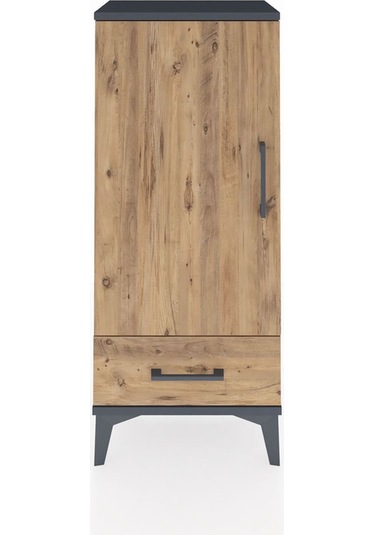 Arges Komodin 3 Raflı Tek Çekmeceli Tek Kapaklı 44x30x106 Antrasit-çam Antrasit