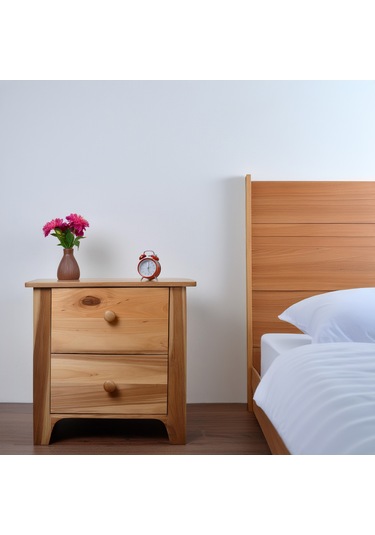 İskandinav Tasarımlı Doğal Ahşap 2 Çekmeceli Komodin 1. Sınıf Mas