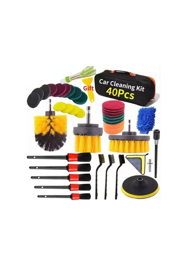 Yaozixa 40 Parçalı Elektrikli Matkap Fırçası İç Klima Çıkışı Temizleme Fırçası Araba Lastiği Temizleme Araba Yıkama Fırçası Cila
