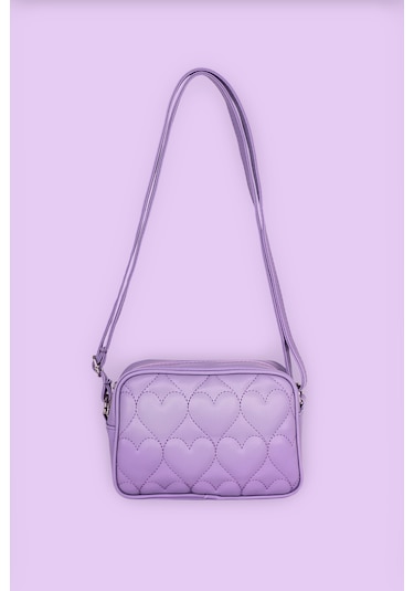 İcone Bag Icone Çocuk Kalp Kapitone Detaylı Omuz Çantası Lila