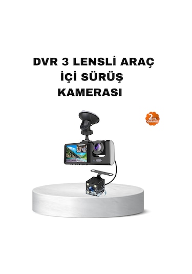 Üç Kameralı Araç İçi Kayıt Sistemi Full Hd Gece Görüşlü Ve G-sensör Destekli