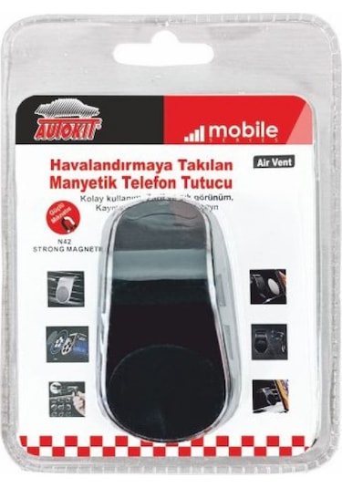 Autokit Üniversal Manyetik Havalandırmaya Takılan Araç İçi Telefon Tutucu Karışık Renk