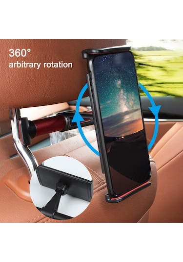 Ranyeek Araba Arka Koltuk Arka Paneli Telefon Ve Tablet Tutucu 4-10.5 İnç, Kırmızı, Abs+alüminyum Alyuminyum Kırmızı