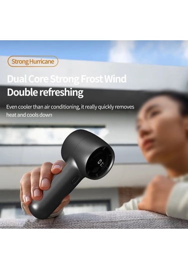 Açık Handheld Türbin Dijital Ekran 100 Hızlı Yüksek Hızlı Mini Fan, Boyut:siyah