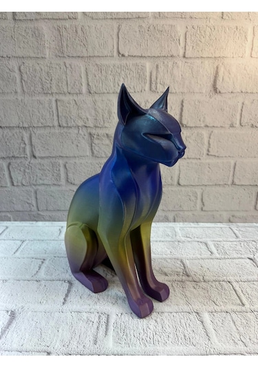 Rainbow Renkli Kedi Biblosu Dekoratif Masa Ve Raf Süsü