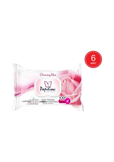 Papilion Gül Kokulu Islak Havlu 6'Lı Fırsat Paketi 600'Lü