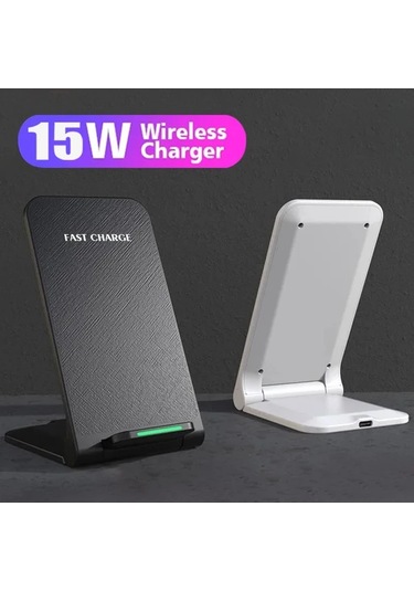Elmpaly Beyaz Kablosuz Şarj İstasyonu Katlanır Telefon Standı İphone Samsung