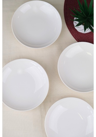 Tabak Evi Porselen Chic Çukur Tabak 19,50cm 550cc 4 Lü Krem