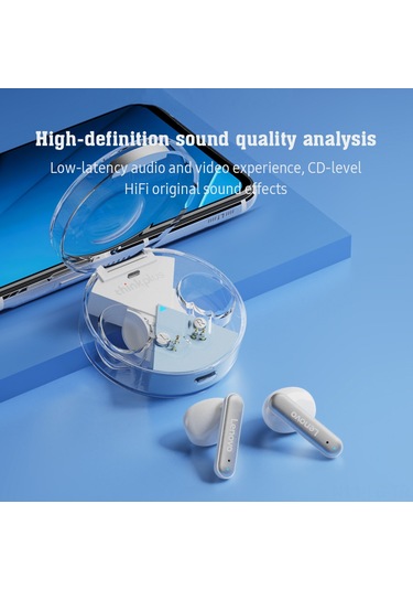 Leezsing Thinkplus Lp10 Bluetooth 5.2 Kulaklıklar - 13mm Hareketli Bobin, Transparan Şarj Kutusu, Uzun Pil Ömrü Ve Mikrofonlu Beyaz
