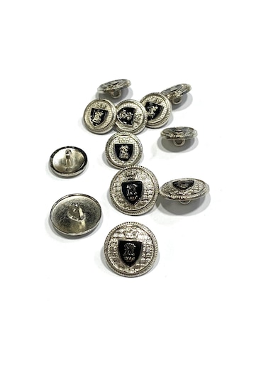 Blazer Ceket Düğmesi Takım /metal Düğmedir 4+8 Set / Gümüş Siyah Mineli