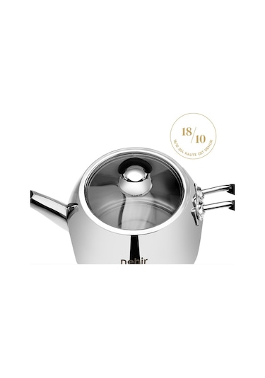 Nehir Modern Maxi Büyük Boy Paslanmaz Çelik 1.6-2.5 Lt. Çaydanlık Takımı