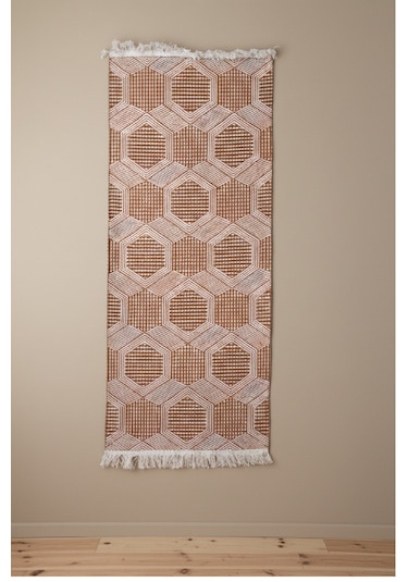 Kiremit Modern Desenli Kilim - Makinede Yıkanabilir Renkli