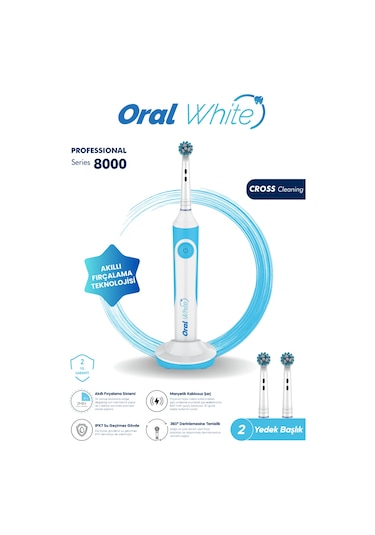 Oral White Professional Series 8000 Şarjlı Diş Fırçası Mavi