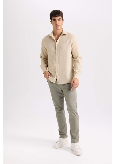 DeFacto Yazlık Gabardin Chino Kanvas Pantolon Slim Fit Dar Kesim Dar Paça Cepli B2089AX25SPKH454