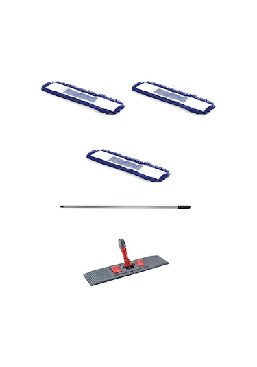 Cod-ex Orlon Mavi Statik Toz Mop 3 x 60 CM + Mop Tutucu + Sap