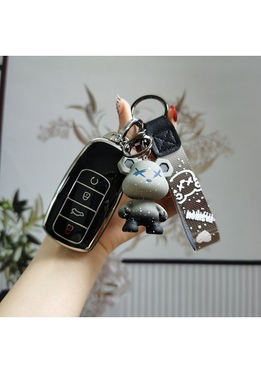 Hangfox Chery Anahtar Kılıfı H Tipi Akıllı 4 Tuşlu Süt Beyazı - Yüksek Kaliteli Materyal, Dayanıklı, Güneşinizi Kolaylaştırır Tek Set + Gümüş Zırh Kanca