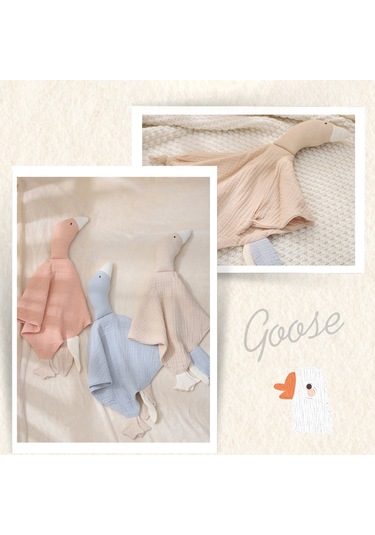 Ximistore9 Bebek Uyku Dostu Kumaş Peluşu - Tam Pamuklu İki Katlı Bezi - Kartun Kaz Desenli Sakinleştirici Havlu - Pembe