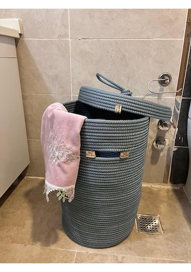 Zengin Design Home Zengin Banyo Çamaşır Sepeti Zdh-083 Açık Mavi