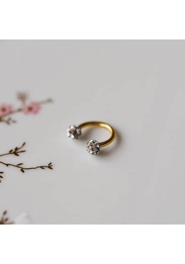 Heppii 8 Mm Gold İki Ucu Taşlı Cerrahi Çelik Tragus Helix Piercing Kıkır Altın