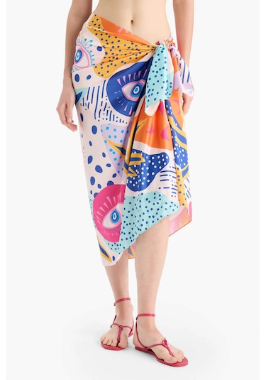 Defacto Regular Fit Desenli Saten Plaj Eteği-fall İn Love B1443ax25hspn219 Pembe