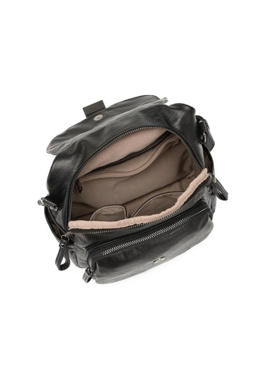 Yıkama Deri Sırt Askılı Kadın Çantası 21-k Barcelona 1908 Koyu Gri