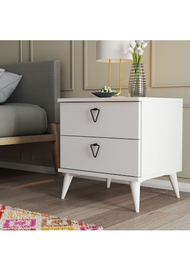 3634 VERSA-CE 2 ÇEKMECELİ AYAKLI KOMODİN BEYAZ