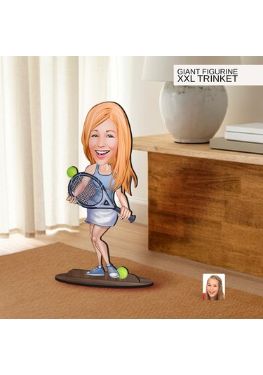 Bk Gift Kişiye Özel Tenisci Kadın Karikatürlü Büyük Boy Ahşap Biblo-1 Arkadaşa Hediye , Sevgiliye Hediye, Kişiye Özel Biblolar Kobitmeyen137553 Bk Gif