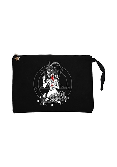 Baphomet Blood Siyah Clutch Astarlı Cüzdan / El Çantası Siyah