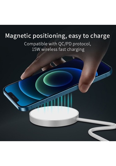 Sandwich 15w Hızlı Manyetik Kablosuz Şarj, 5g Engelleme, Usb-c, Gümüş, Taşınabilir Güvenlik