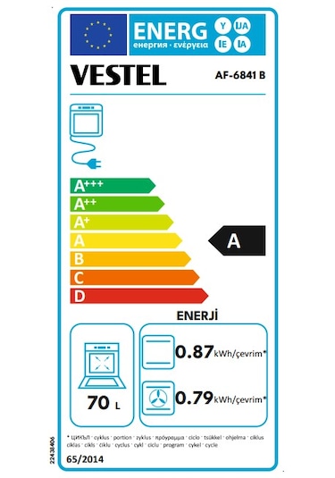 Vestel AF-6841 B 70 L Ankastre Fırın