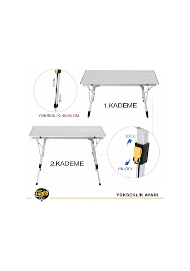Funky Chairs Elite Alüminyum Teleskopik Ayaklı Kamp Piknik Masası