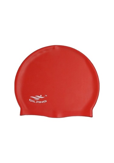 Dm Yetişkinler İçin Su Geçirmez Düz Kırmızı Silikon Yüzme Bonesi Kırmızı