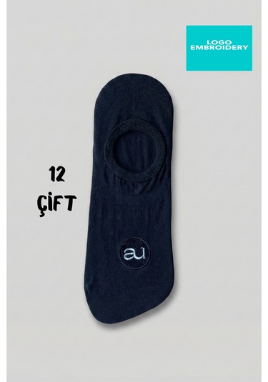 Allunique Penye Pamuk 12'li Siyah Görünmez Sneaker Çorap Siyah